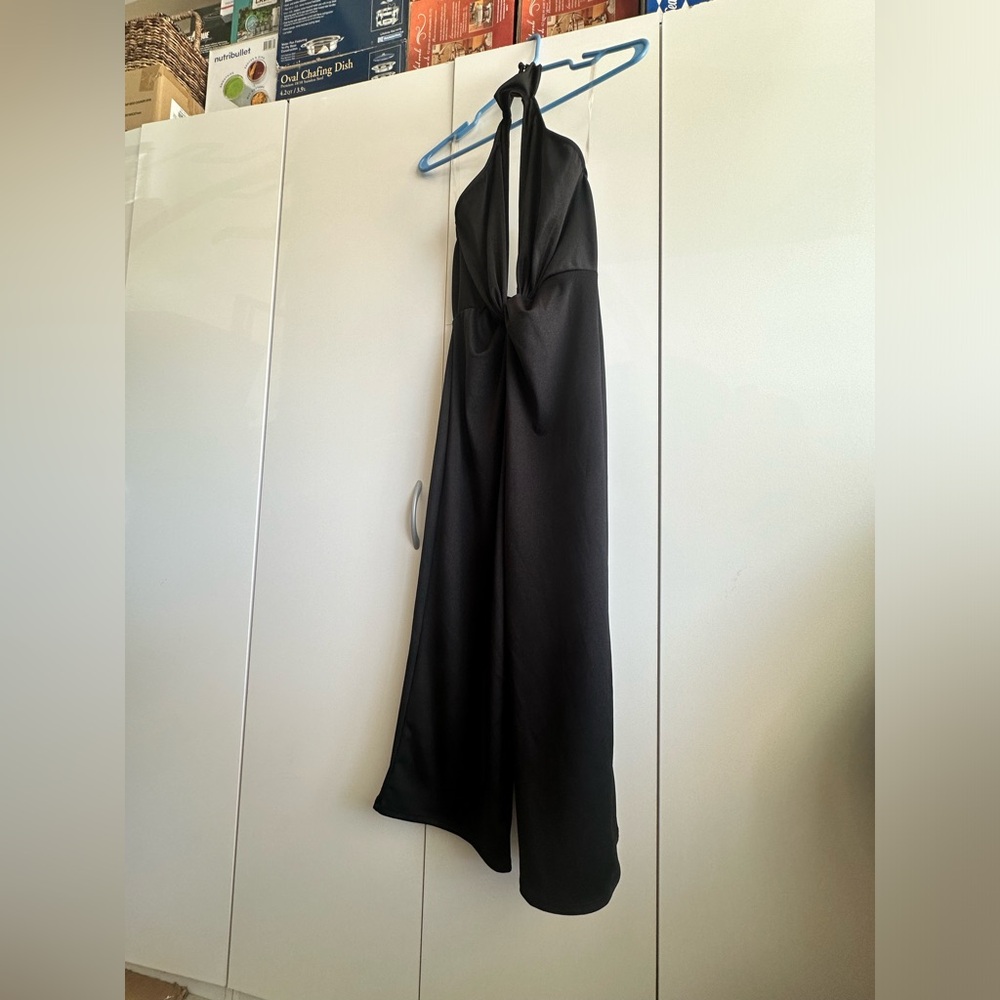 NWT Womens Small Charlotte Russe Black Halter Neck Jumpsuit